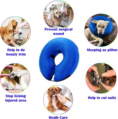 Inflatable Dog Collar, Soft Dog Cone for Dogs After Surgery, Adjustable Blow up Donut E-Collars for Small Medium Large Dogs and Cats