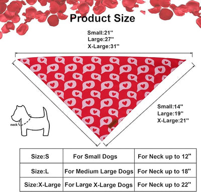 PTDECOR Valentine Dog Bandana, Reversible Love Letter Heart Valentine Pet Scarf, Premium Durable Fabric, Red Pink Bandanas for Extra Large Dogs (X-Large)