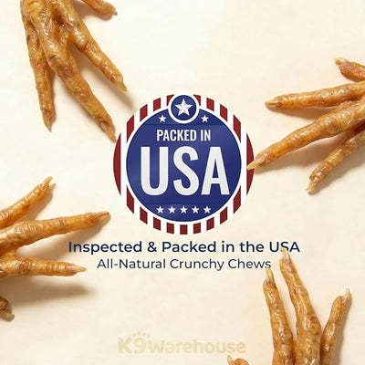 K9warehouse Chicken Feet Dog Treats Peanut Butter Flavored - Dehydrated Chicken Feet for Dogs - Natural, Healthy Chew Snacks - Ideal for Dental Health - Protein Rich - Packed in USA - 30 Count