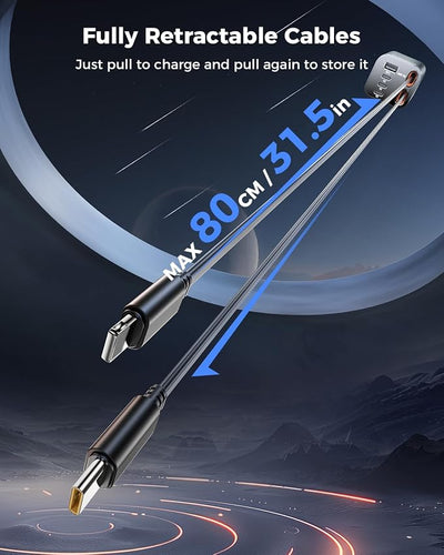 [Upgraded] 6 in 1 Retractable Car Charger, SUPERONE Smaller Fast Car Phone Charger 69W with Cord, USB C and iPhone Car Charger Adapter, Compatible iPhone 17/17 Pro Max/16/15/14/13/12/11, Sumsung