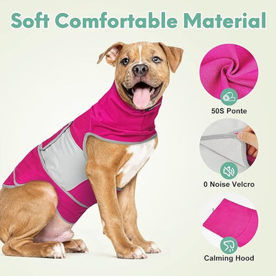 Dog Anxiety Shirt with Hood, Thunder Vest Noise-Reducing, Skin-Friendly Relief Calming Jacket for Storm, Separation, Festive Fireworks, Vet Visits, XXL, Bright Red