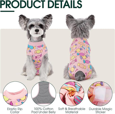 Kuoser Dog Surgery Suit Female Spay, Dog Recovery Suit Male Neuter, Pet Clothes Onesie for Surgery Anti Licking Abdominal Wounds Puppy Surgical Recovery Bodysuit Shirt, Substitute E-Collar & Cone