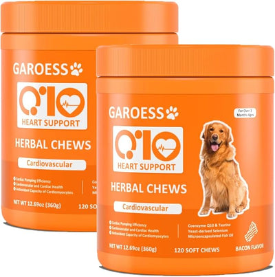CoQ10 Heart Chew for Dogs, Support Dogs Heart Health, Cognitive & Energy, CoQ10 Chews for Cardiovascular & Gum Health & antioxidant Protection, Bacon Flavor, 240 Count (2 Packs/Trust it)
