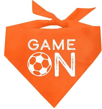 Game On Soccer Dog Bandana | 100% Cotton Adjustable Triangle | Made in USA | Soccer| Sports | Biggest Fan | Game Day | Orange, One Size (1073)