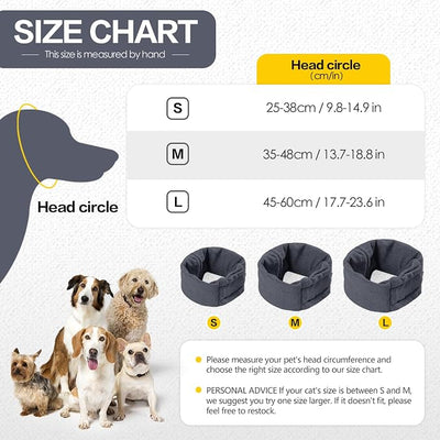 Quiet Ears for Dogs - Adjustable Ear Covers for Noise, No Shake Dog Head Wrap, Dog Calming Hood for Thunder, Lightning, Fireworks, Vet Visits, Polyester and Stretch Cotton Blend, Grey, Large