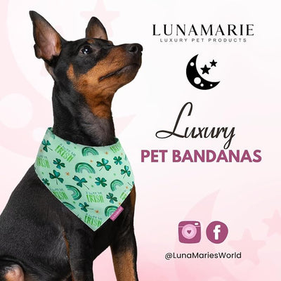 LunaMarie - Luxury Pet Birthday Bandanas -Premium & Silky Poly Fabric | 100% Handmade | Custom Shape Dual Layered (A Wee Bit Irish, X-Small)