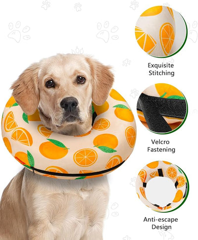 MIDOG Inflatable Dog Cone Alternative for After Surgery - Soft Protective Donut Collar Prevents Licking, Comfortable Recovery E-Collar Alternative for Small Medium Large Dogs (Orange,XL)