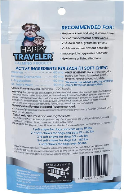 Ark Naturals Happy Traveler Calming Chews for Dogs, Bundle Pack
