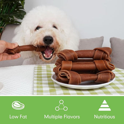 MON2SUN Rawhide Free Dog Treats, Peanut Butter Bones, 5 Inch 6 Count Chews for Small and Medium Dogs, Healthy Bones for Balanced Nutrition (Peanut Butter, 12.7 Ounce -Pack of 1)
