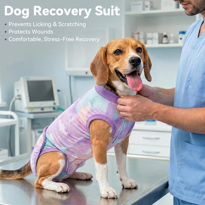 cyeollo Dog Surgery Recovery Suit, Breathable Surgical Suit for Dogs Female Male After Spayed Neuter, Anti-Lick Dog Onesie Body Suits for Wounds Protection, Soft Cone Alternative, Tie Dye M