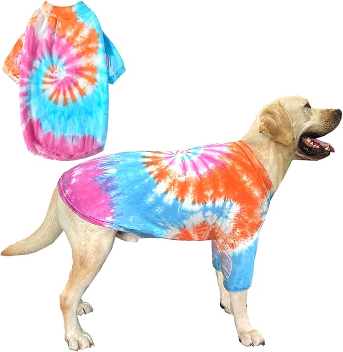 Dog Cotton Colorful Pink Orange T-Shirts Soft and Stretchy Dog Shirt Pajamas Pets Clothes for Extra Large Dogs(2XL PinkOrange)