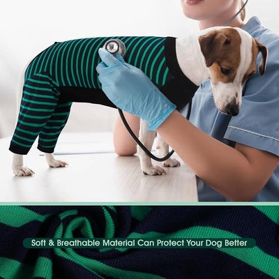 Kuoser Dog Recovery Suit with Anti Licking Rear Leg Sleeve, Green L | Abdominal Dog Surgical Suit with Pants Cover Protect Wounds, Dogs Elbow Protector Soft Pet Surgery Onesie Cone Alternative