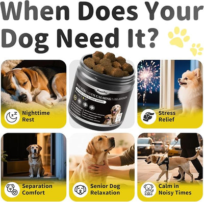 Melatonin for Dogs - Advanced Dog Calming Chews for Restful Sleep & Emotional Support, Calming Treats for Dogs Relaxation, Stress Anxiety Support - Separation, Thunder, Fireworks, Bacon Flavor, 2 Pack