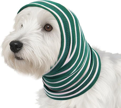 Nanaki Calming Hoodie Dog Grooming Ear Cover Anxiety Relief-No Shake Dog Ear Wrap Hematoma, Striped Head Wrap Snoods for Noise Protection, Bath, Fireworks, Thunderstorm, Blow Drying, Warm-Keeping