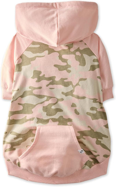Pet Passion Rocky – The Original Lightweight Hooded Tee 100% Organic Cotton Dog Hoodie Pet Coat Sweater for All Sized Dogs, Pink Half Camo, Large (40-60 lbs)