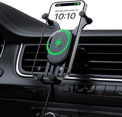 Wireless Car Charger, Baseus 15W Fast Charging Phone Mount for Car Vent, Car Phone Holder with Enlarged Charging Coil for iPhone 15 14 13 12 11 10 8 Pro Max Xs, Samsung Galaxy S&Note Series Google LG