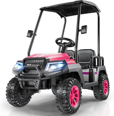 LIGIANT 24V Ride on Car for Big Kids, 4-Seaters Kids Golf Cart, Max. Capacity: 264 Lbs(4 Kids), 4WD Kid's Car w/Remote Control, Detachable Awning, Spring Suspension, Music/Story/Power Display