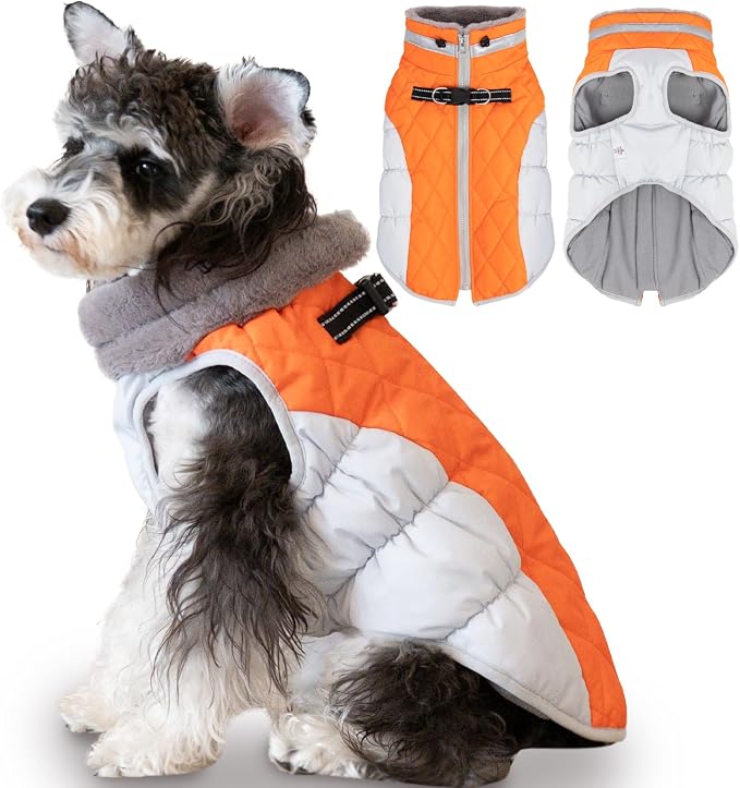 CuteBone Dog Waterproof Winter Coat with Harness, Reflective Warm Pet Jacket with Zipper for Cold Weather, Dog Snowsuit for Small Medium Large Dogs YRFN04XL