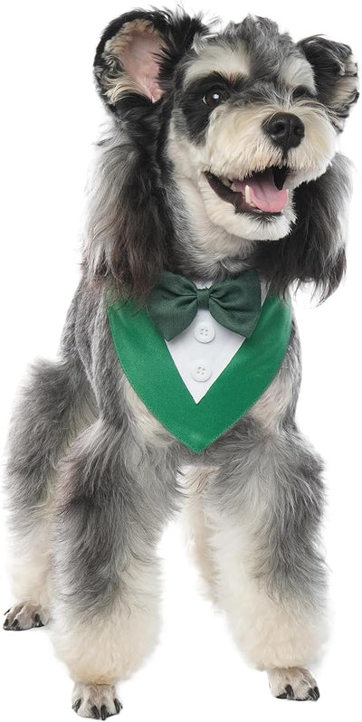 FUAMEY Dog Tuxedo St.Patrick's for Small Dogs,Dog Formal Suit Dogs Attire Pet Bow Tie Puppy Party Costumes Cat Tux Outfits Pets Bandana Cosplay Adjustable Bowties St.Patrick's Day Green S