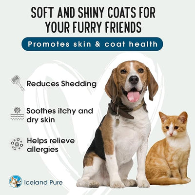 Wild Alaskan Salmon Oil for Dogs and Cats by Iceland Pure | 1,043 mg of Omega-3 per Teaspoon | Salmon Oil & Pollock Blend | BPA-Free Brushed Aluminum Epoxy Coated Bottle with Pump - 8.75 oz
