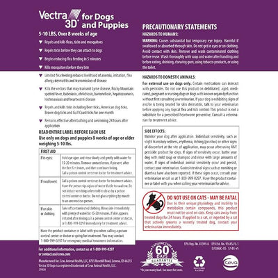 Vectra 3D Flea and Tick Prevention for Dogs, Kills and Repels Fleas, Ticks & Mosquitoes | Fast‑Acting, Waterproof, No Prescription Needed | Extra Small Dogs 5-10 lbs, 3‑Month Supply