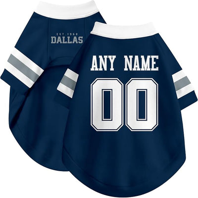 Dallas Dog Clothes Jersey Style Personalized Pet T Shirt with Custom Name Number for Small Medium Large Dogs