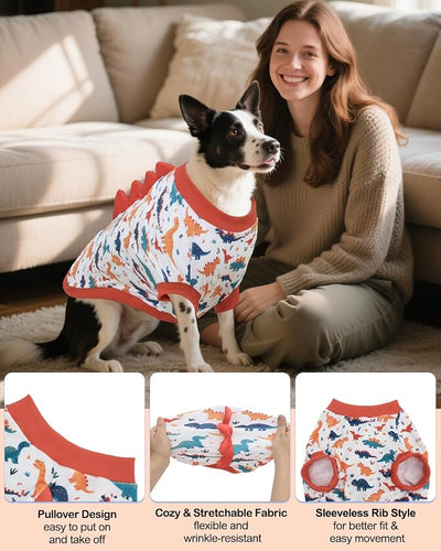 CuteBone Dinosaur Costume Dog Shirt, Stretchy Velvet T-Shirt Clothes for Large Dogs, Soft & Breathable Pet Tee Outfit Pitbull Apparel for Daily Wear, Cozy Pullover Design Big Dog Fashion COSBX02-4XL