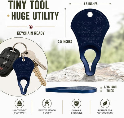 The Original Tick Key - Tick Detaching Device - Portable, Safe and Highly Effective Tick Detaching Tool (Navy)
