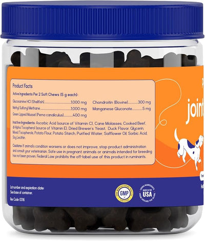 PupGrade Joint Support Supplement for Dogs - Glucosamine + Chondroitin with MSM and Perna - Supports Normal Hip & Joint Health for Occasional Discomfort, Beef Flavor - 60 Soft Chews