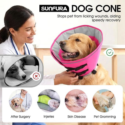 Dog Cone Collar, Adjustable Cone for Dogs to Stop Licking, Soft Dog Cone Alternative for Small Dogs, Pet Recovery Collar After Surgery with Quick Release Buckle, Pink S