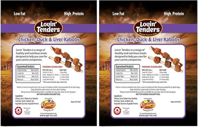 Lovin Tenders Chicken Duck & Liver Kabobs Dog Treats (2 Pack - 7 oz per Pack)