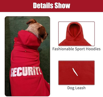 BINGPET Security Dog Hoodies Puppy Sweater Cold Weather Dog Coats Soft Brushed Fleece Pet Clothes Hooded Sweatshirt for Dog Cat