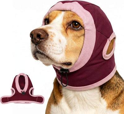 IECOii No Shake Dog Ear Wrap Hematoma for Anxious Dogs(Red,M) | Soft Breathable Ear Cover for Fireworks,Thunderstorms,Grooming & Travel,Adjustable Dog Ear Muffs for Small Medium Large Dogs