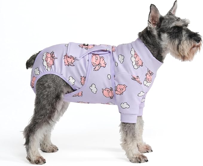 Spark Paws Dog Surgery Recovery Suit – Dog Recovery Suit After Surgery, Anti-Lick Dog Onesie, Abdominal Wound Protector, Soft Cone Alternative for Spay Neuter Male Female Pet Recovery - Pigs Fly - M