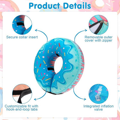 BEAUTYZOO Dog Cone Alternative After Surgery for Large Medium Small Dogs, Soft Inflatable Cone Collar for Dogs Cats, Pet Neck Donut E Collar Dog Recovery Collars to Stop Licking, Blue Donut, XL