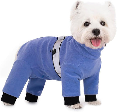 Polar Fleece Dog Pajamas Bodysuit - Small Medium Dog Winter Jacket & Sweater - Four-Legged Warm Clothes