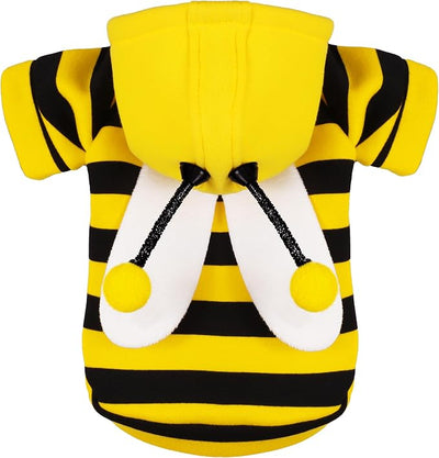 Adorable Bumblebee Halloween Costume Hoodie for Medium Dogs: Featuring Fun Wings and a Cozy Black and Yellow Sweatshirt Design, Perfect for Cosplay and Festive Celebrations! 3XL