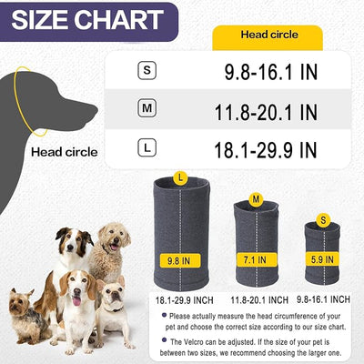 Meifsou Dog Calming Head Wrap, No Shake Quiet Ears for Dogs Anxiety Relief, Original Ear Covers Pet Calming Hoodie for Thunder, Lightning, Fireworks, Vet Visits, High Stretch Ribbed Fabric, Grey L