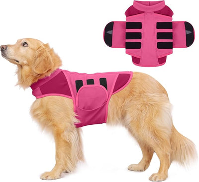 IECOii Dog Thunder Jacket Anxiety Calming Vest, Comfort Storm Anxiety Relief Coat with Adjustable Snug Fit, No Medicine or Training Needed, Lightweight Easy On Calming Shirt for Dogs Large, Rosered, L
