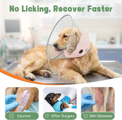 Dog Cone Collar to Stop Licking with Soft Liner, Comfortable Elizabeth Recovery Collar for Large Medium Dogs After Surgery, Pet Neck Head Cone Alternative,L