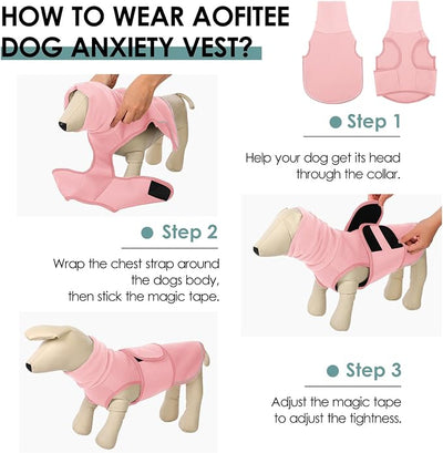 AOFITEE Dog Anxiety Vest, Thunder Jacket for Dogs Anxiety Extra-Large, Breathable Pet Calming Shirt for Fireworks, Thunder, Travel, Separation, Anti-Anxiety Pets Calming Vest with High Collar, XXL