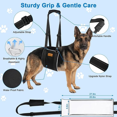 Vivifying Dog Lift Harness for Large Dogs, Soft Bird's-Eye Rear Leg Support Sling, Dog Lifting Harness for Weak Back Legs, Senior Injured Disabled Dogs, ACL Surgery Mobility Assist, L, White