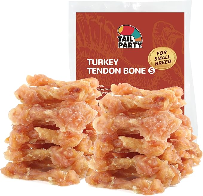 TailParty Turkey Tendons for Dogs (Bone, S, 1 lb), All Natural Dental Chews for Small Dogs, Rawhide Alternative, Long-Lasting Training-Reward Treats for Health-Conscious Pet Owners