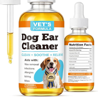 Dog Ear Cleaner and Infection Treatment,Natural Ear Drops for Dogs, Gentle Relief for Itching, Irritation, Wax Build-Up & Infections,Safe Ear Cleaning Solution for All Breeds & Ages