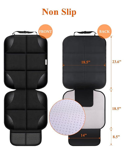 Meolsaek Car Seat Protector for Child Car Seat, Durable 600D Fabric Waterproof Car Seat Cover with Thick Pad Non-Slip Backing，No Imprints (Black 1pc)