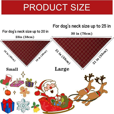 Unique style paws Dog Bandana, Christmas Plaid 1PC Washable Square Dog Scarfs for Small Medium Large Dogs Adjustable Dogs Bib Scarfs for Girl or Boy Dogs