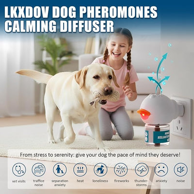 Dog Calming Diffuser, Calming Pheromones Diffuser Kit Appeasing Pheromone Diffuser to Calm (1Plug in+1Refill) for Anxiety Relief Reduce Aggression Fighting Barking Stress