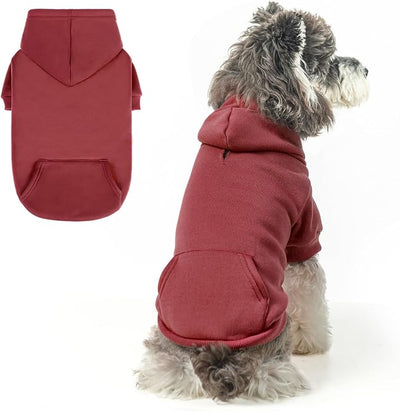 SCENEREAL Dog Hoodie Sweaters for Small Medium Large Size Dogs, Fleece Dog Sweatshirt with Hat and Pocket,Soft Cold Winter All Weather Dog Clothes for S to XL Sized Dogs, Burgundy S