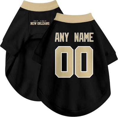 New Orleans Dog Clothes Jersey Style Personalized Pet T Shirt with Custom Name Number for Small Medium Large Dogs