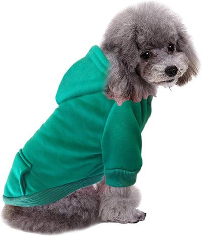 Jecikelon Soft Dog Hoodies for Small Dogs, Fleece Puppy Sweatshirt with Pockets, Warm Winter Cold Weather Coats for Pet Cat, Cute Clothes Puppy Costume (Green, X-Small)